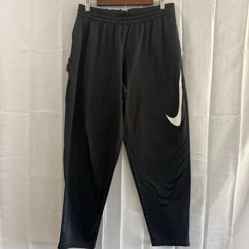Nike Dri‑Fit Mens Joggers Black Tapered Sweatpants Big White Swoosh XL